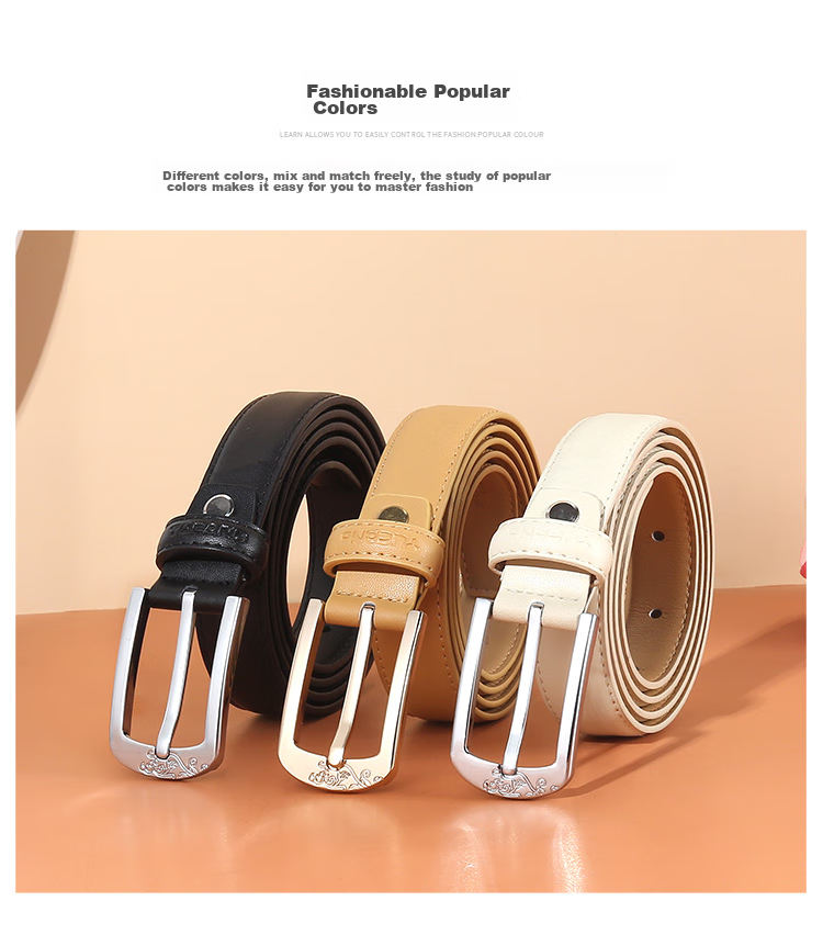 TUCANO Leather Women's Belt, Decorative And Practical Waistband, Korean-Style Simple And Unique Pin Buckle, Embossed Pattern, Birthday And 520 Gift 6