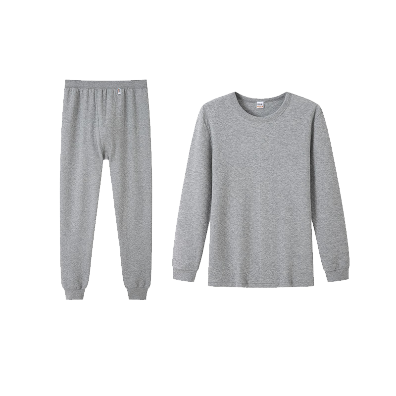 Yiershuang [Triple-Layered Thickened, 100% Pure Cotton] Men's Thermal Underwear Set, All-Cotton Round Neck Autumn Top And Pants