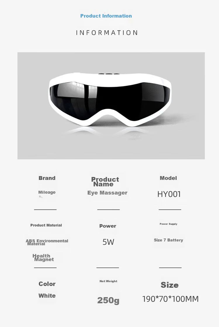 Jiancheng Visual Eye Massager, Magnetic Massage Eye Care Device, Constant Temperature Heat Therapy Sleep Mask HY001, White 8