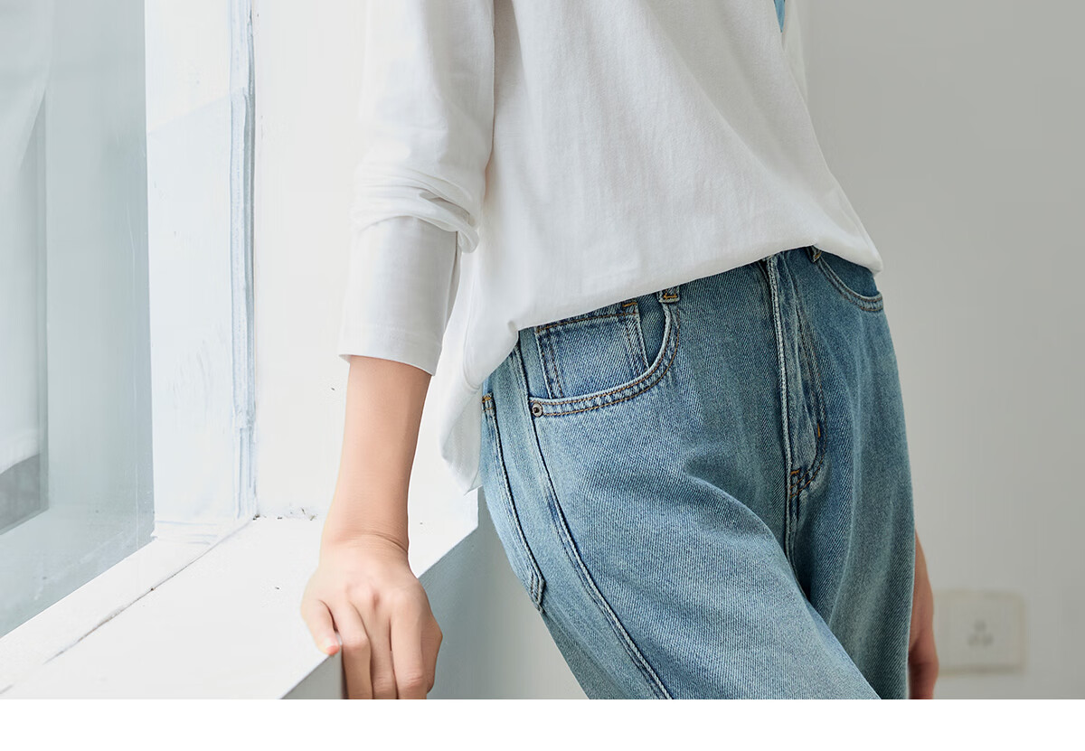 Chushen Spring And Autumn Long-Sleeve T-Shirt for Women, Versatile Letter Patchwork Round Neck Base Shirt, Casual Loose Top S143T2014 13