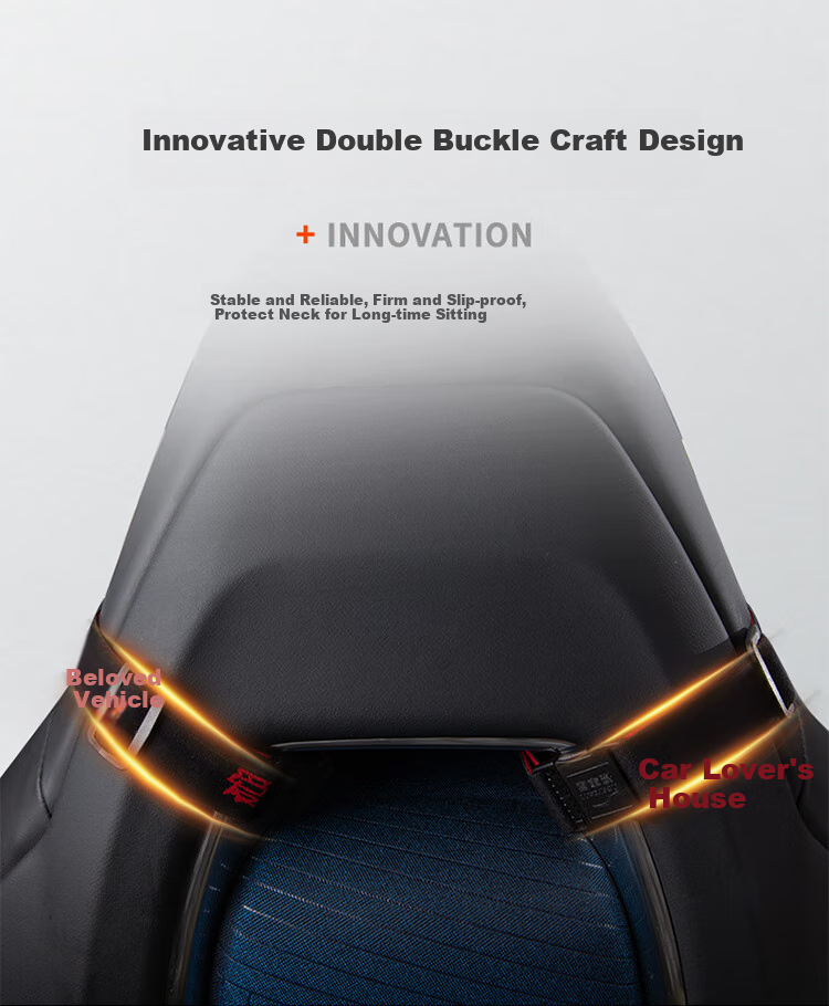 Rice Soup Car Headrest And Lumbar Support Integrated Sports Seat, Specialized Double Buckle, BYD Changan BMW Mercedes Neck Pillow 3