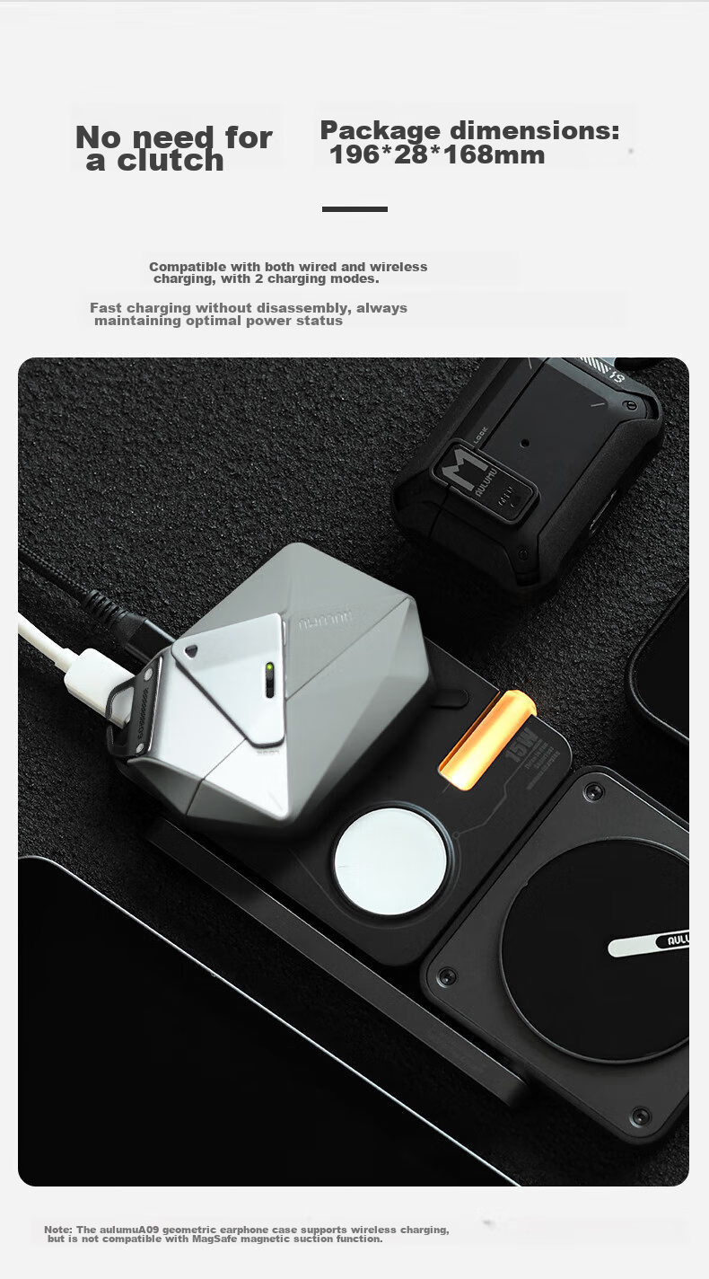 AULUMU A09 Geometric Earphone Protective Case for Apple AirPods Pro 1/2, Premium Full Coverage Shockproof Anti-Drop Armor Tech Cool Style, Gray 10