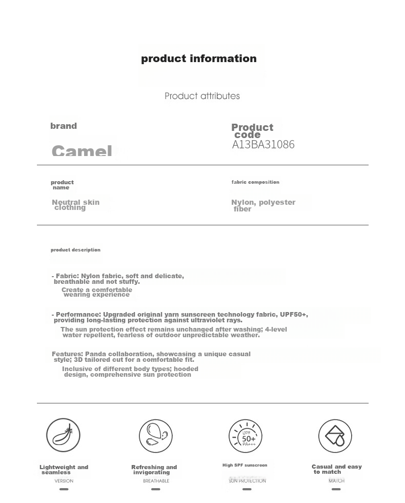 CAMEL Women's Sun Protection Clothing, UV Protection UPF50+, Breathable Thin Sunscreen Garment [Panda Series] A13BA31086 10