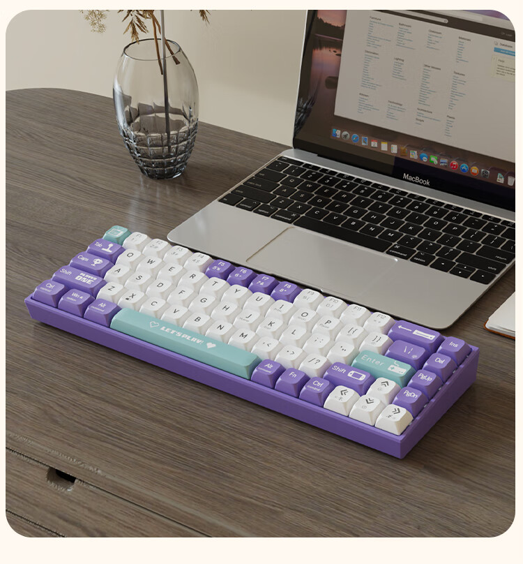 AJAZZ AK680 Wired Mechanical Keyboard, Dual-Color Keycaps, 68 Keys, Full Hot-Swappable, Customizable Mechanical Keyboard, Mixed Colorful Lighting Effects, Portable And Compact, Gray-White, Red Switches 17