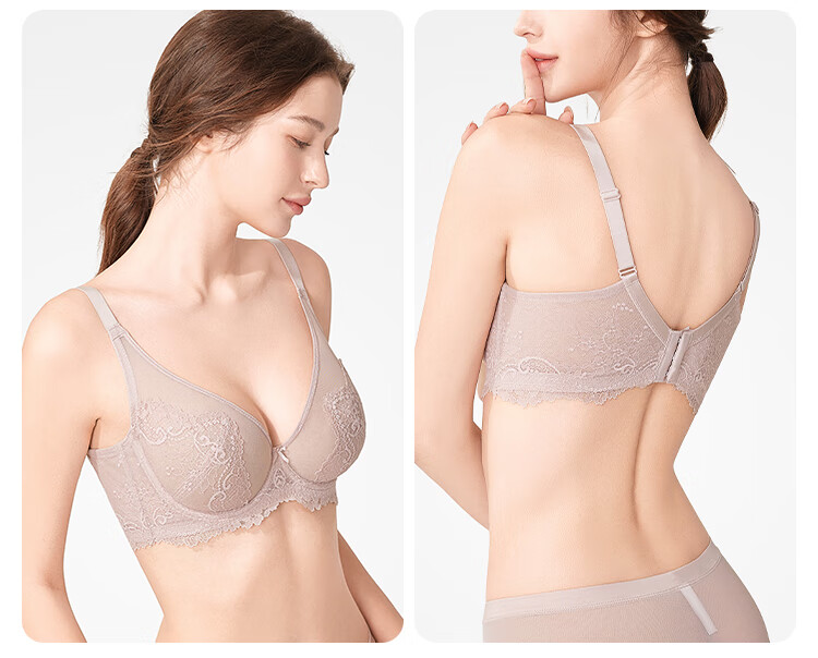 Ordifen Women's Soft Underwire Ultra-Thin Lace Sexy Lift Back Support Large Bust Minimizing Bra XB4315 7