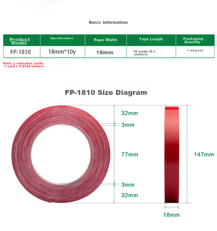 Polar Bear Acrylic Double-Sided Tape, Traceless Nano Transparent Adhesive, 18mm*10y, Strong Traceless Self-Adhesive, Glass Foam Tape FP-1810 13