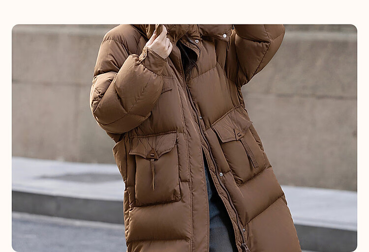 Dme [Light Life] Winter 50D Cotton-Feel Faux Memory Duck down Large Patch Pocket Petite Women's Down Jacket Coat 4