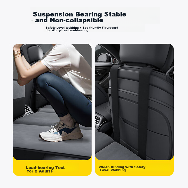 Huihecheng Foldable Car Rear Seat Sleeping Pad, Car Sleeping Accessory, Rear Seat Car Mattress, In-Car Baby Bed, Back Seat Sleeping Pad