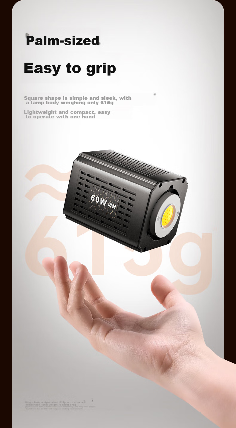 CRENOV [12000mAh] 60W Dual Color Temperature COB Fill Light with Built-In Battery, Desktop Live Streaming Professional Photography Studio Clothing Studio Continuous Lighting Indoor Photography Portable Fill Light 6