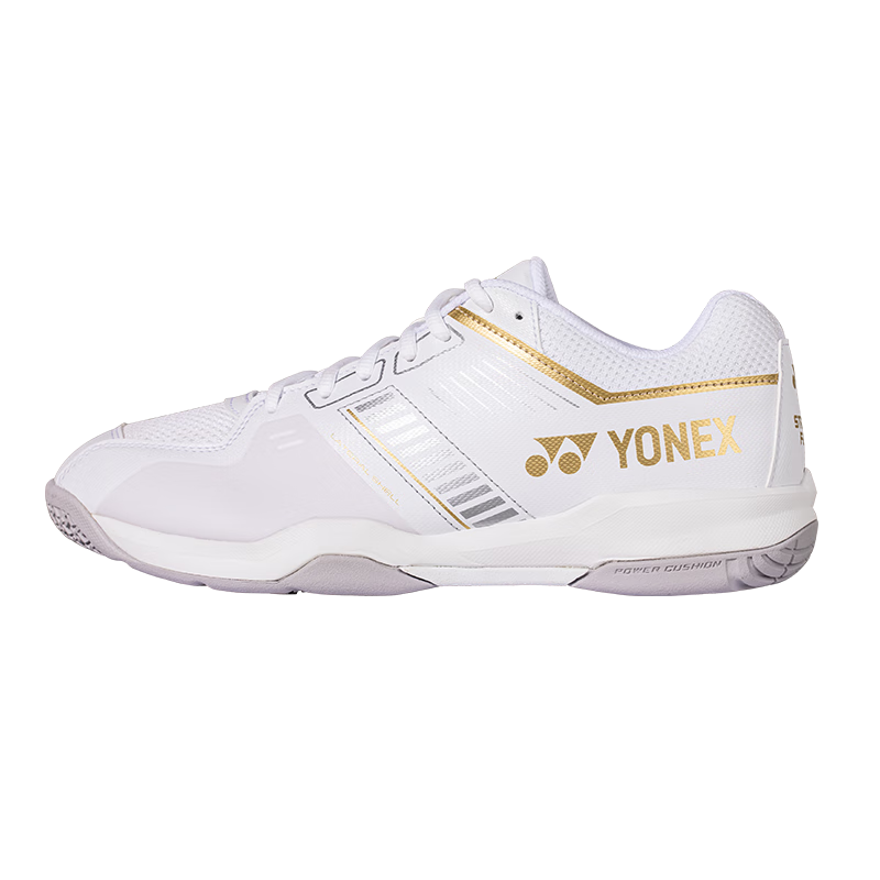 YONEX Badminton Shoes with Power Cushion, Shock Absorption, Breathable, for Competition And Training, SHBSF1EX White And Gold, Size 41