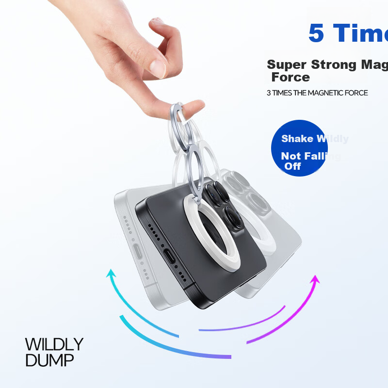 Shengwei [Upgraded Version] Double-Ring Double-Sided Magnetic Phone Stand, MagSafe Compatible, Foldable, 360-Degree Rotating, Portable, Adhesive, Suitable for Apple 17/16 Pro, Huawei Mate 70
