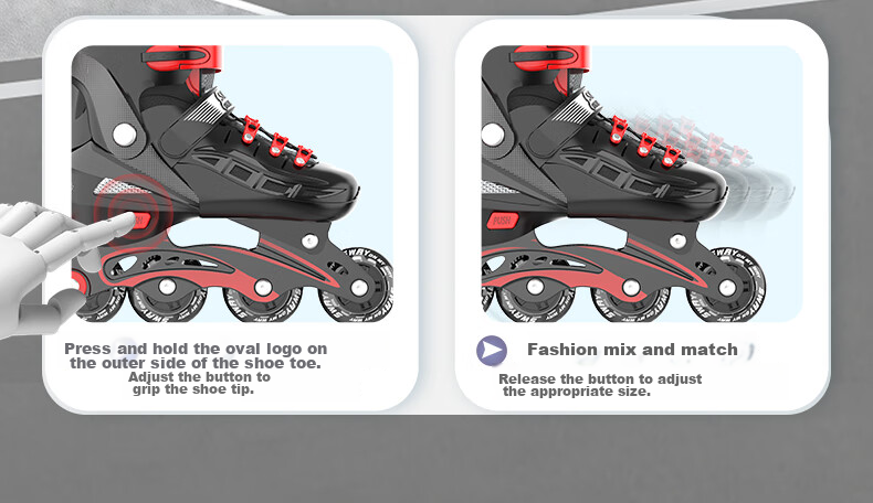 SWAY Roller Skates for Children, Inline Skates Set with Adjustable Wheels for Boys And Girls, Roller Skates for Beginners And Older Kids M7 12