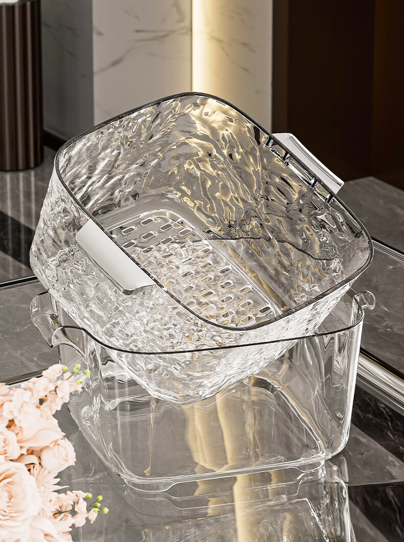 Jiadu Kitchen Sink Drainer Basket, Double-Layer Thickened Fruit Tray, Household Living Room Coffee Table Sink Strainer Basket 2