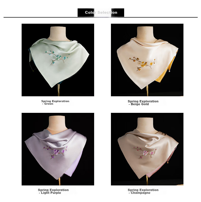 Hangsifu Suzhou Silk Scarf, Mulberry Silk Scarf, Neck Protection Small Square Scarf, Practical Birthday Gift for Mom, Mid-Autumn Festival Present 5