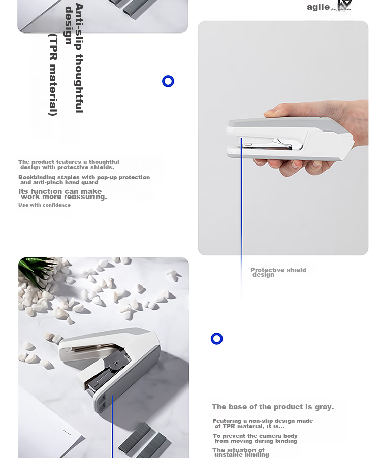 Deli Low-Force Stapler/Binders/Stapler, One-Touch Pressing, Compatible with #12 Staples, White 0477 (Staples Not Included) 3