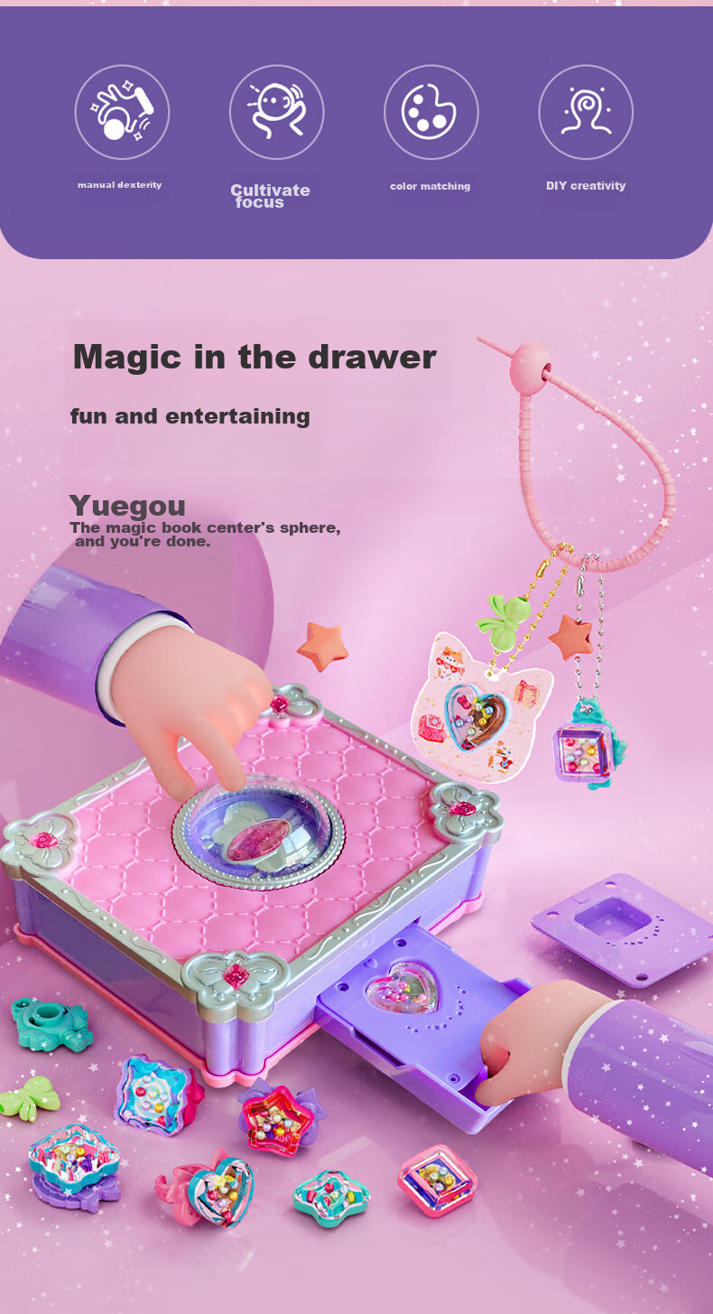 Dayanxiaowa Children's Sticker Machine, Guka Magic Box, DIY Handmade Stickers, Gemstone Rings, Toys for Girls Aged 3-6, Birthday Gifts 2