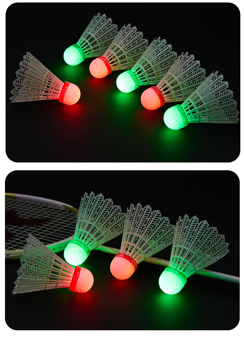 KAWASAKI Badminton Nylon Shuttlecocks, Durable Night-Luminous Fluorescent LED Lighted Nylon Shuttles N10PRO (Set of Four) 13