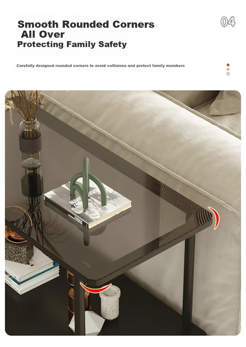 FENJIEXIAN Side Table, Coffee Table, Living Room Light Luxury Small Tea Table, Tempered Glass Tea Stand, Bedside Table, Double-Layer Storage Tea Table 18