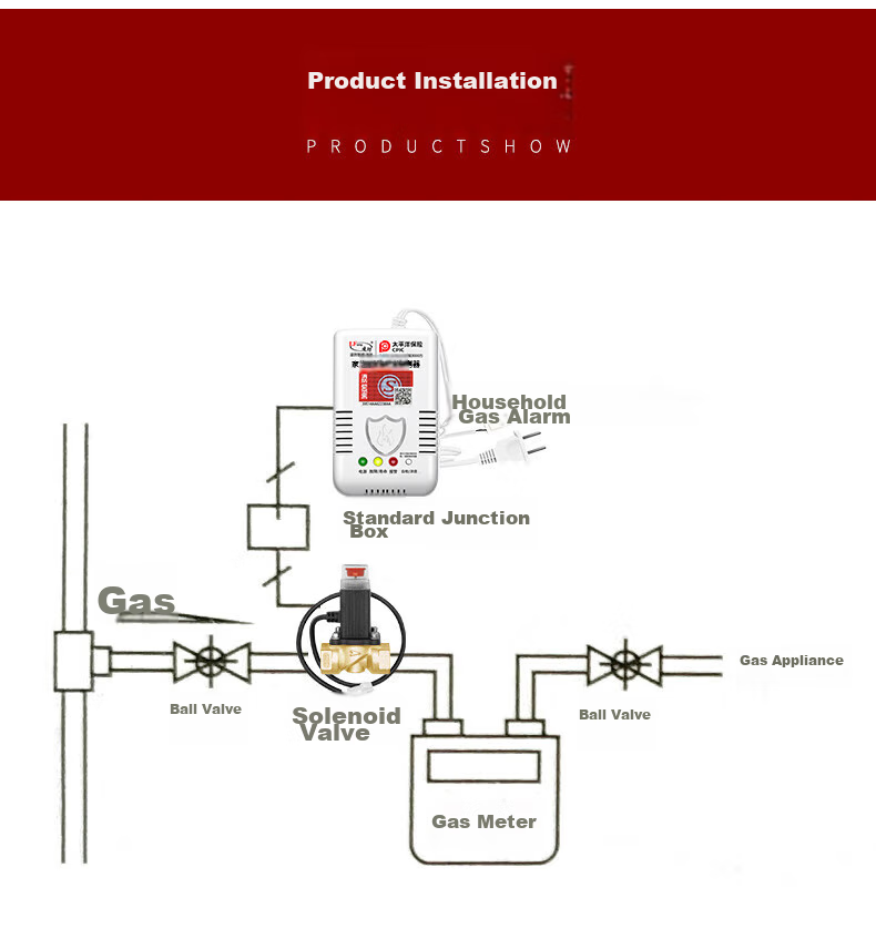LFang Gas Alarm, Natural Gas Leak Detector, Automatic Gas Shut-Off Electromagnetic Valve for Home Use, Single Alarm LF-G55 11