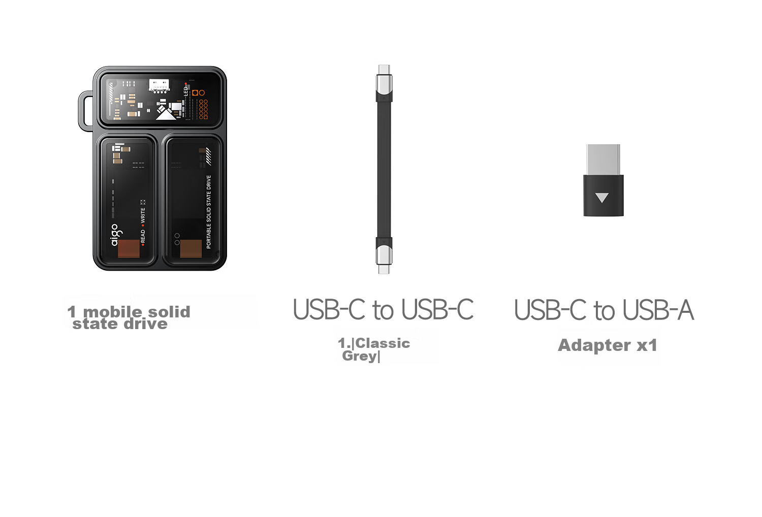 Aigo 1TB Portable Solid State Drive (PSSD), P3 Type-C USB3.2 Read/Write Speed 2000MB/s, Direct Connection to Phone And Computer, Supports Ai Local Deployment 29