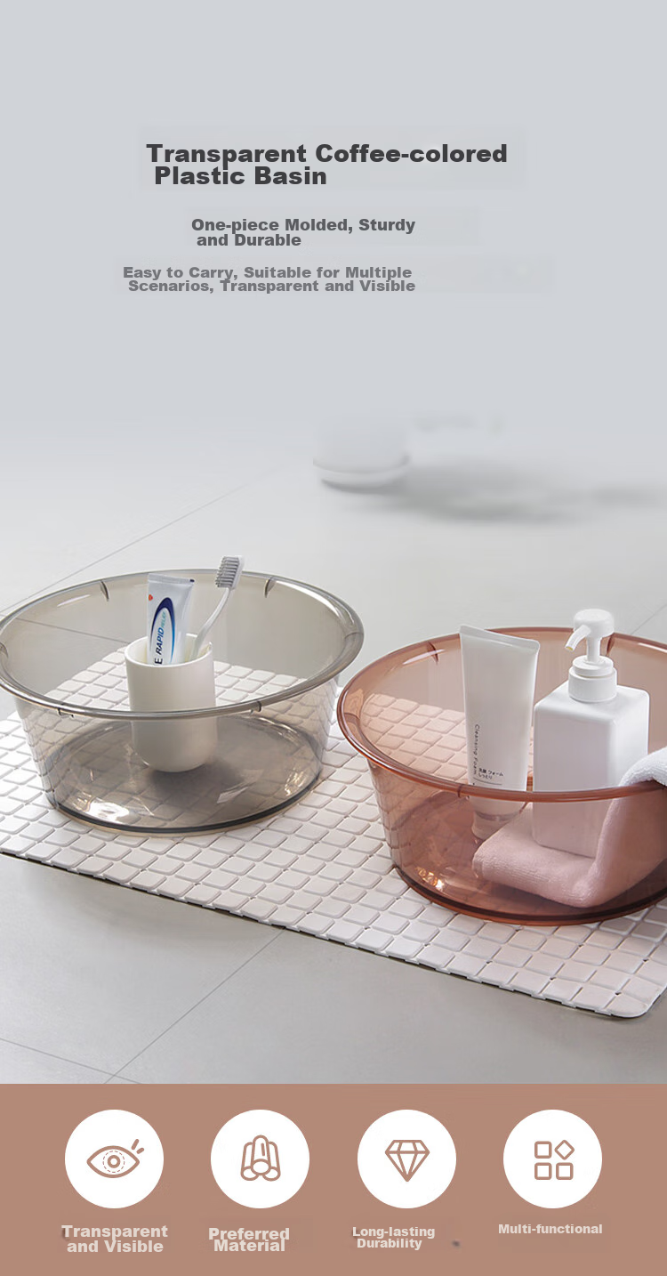 FOOJO Transparent Washbasin 27cm, Plastic Thickened Laundry Basin, Foot Washing Basin, Vegetable Washing Basin (Small Size) 1