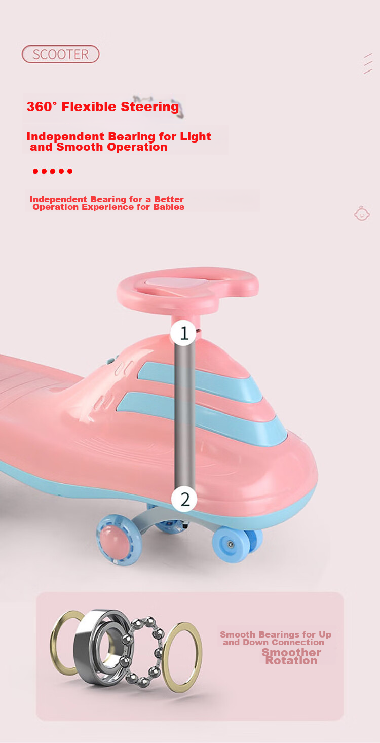 Strolex Children's Twist Car, for Ages 1-5 Swinging Car, Glider for Boys And Girls, Toddler Ride-On Toy, Geli La 5