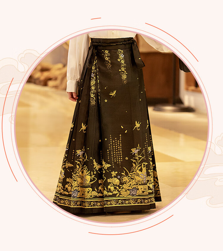 Romon Horse Mask Skirt National Style Spring Summer Hanfu Girls' Performance Outfit Jinyu Woven Gold Horse Mask Skirt Three-Piece Set Size 110 1