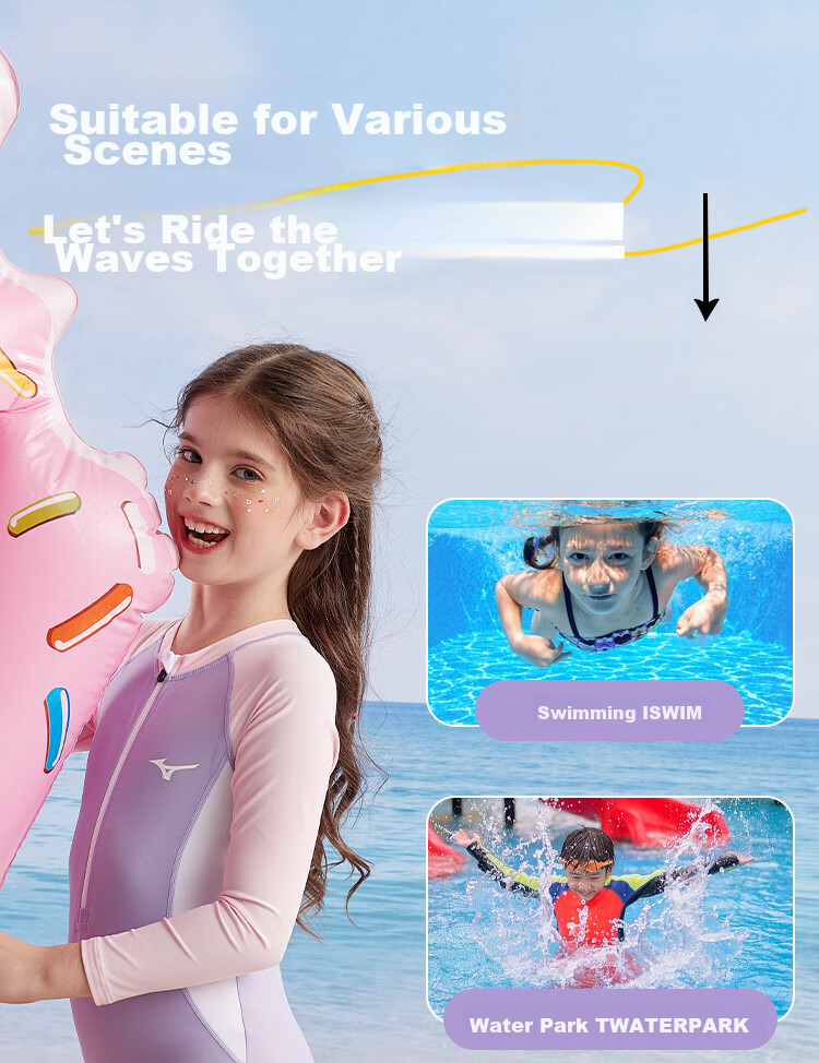 MIZUNO Children's Swimsuit, One-Piece Long Sleeve Sun Protection Surfing Suit for Girls And Boys, Quick-Drying Training Swimwear for Hot Springs, A3416 Red 120 12