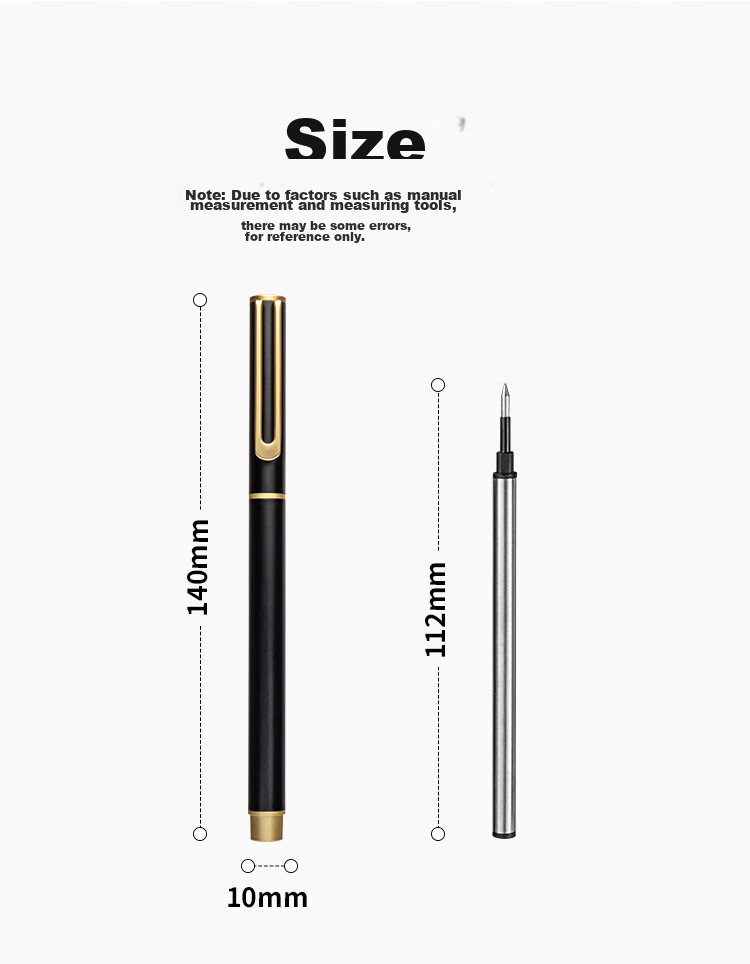 TIANSE 0.5mm Signature Pen Metal Gel Pen Stylish Design, Annual Meeting Gift, New Year Gift, Teacher's Day Gift, High-End Heavy-Feel Business Pen with Bullet Tip, TS-1220 Black Barrel Black Ink 4
