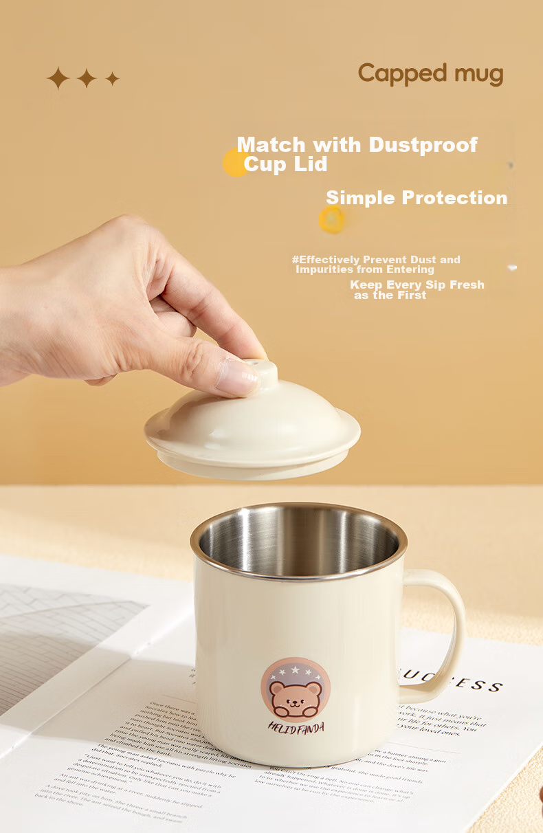 WORTHBUY 316 Stainless Steel Children's Milk Cup, Baby Drinking Cup, Double-Layer Anti-Scalding with Scale And Straw Cup, Rabbit Desig 5