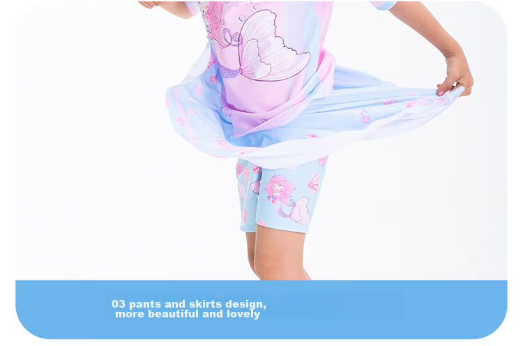 Yuke Children's Swimsuit for Girls, Two-Piece Skirted Swimwear with Boyshorts for Small to Big Kids, Cartoon Sports Girls' Swimwear 8