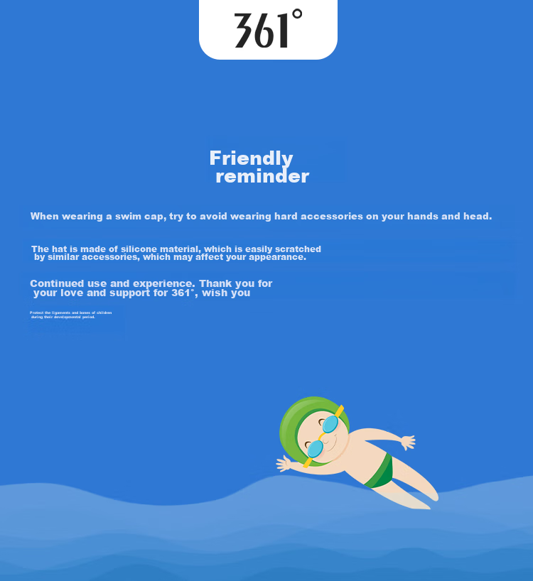 361° Women's Silicone Swim Cap for Long Hair, Waterproof, Ear Protection, Large Size, Cartoon Design, No Hair Pinching 1
