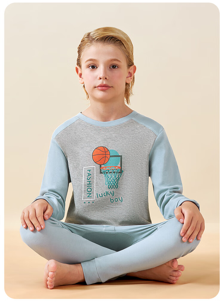 Me feeling Children's Autumn Cotton Underwear A-Class 100% Pure Cotton Boys' Pajamas Thermal Base Layer Set for Older Kids 16