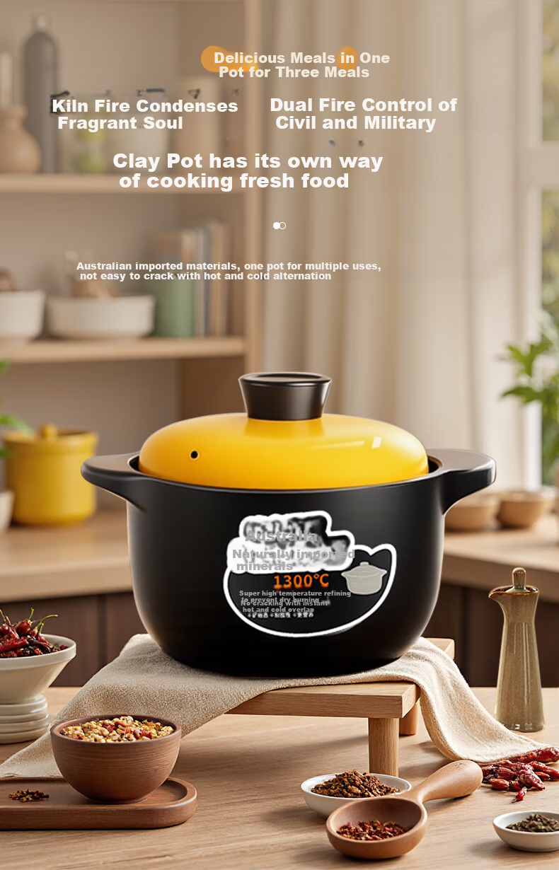 Quanpinwu Ceramic Casserole Stew Pot, Gas Stove Compatible, Large Capacity, for Home Use, Cooking Porridge, Soup Pot, Traditional Chinese Stew Pot 1