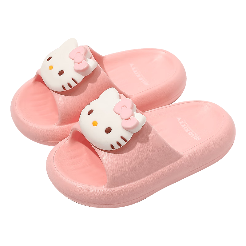 Zhubaba Children's Slippers, Girls' Summer 2025 New Style, Indoor Non-Slip, for Ages 6-12, Sanrio Baby Parent-Child Slippers, Pink, Size 38