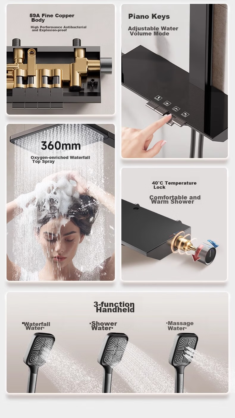 HUIDA Shower Pressure-Boosting Set, Water-Saving Certified, Home Bathroom Spray Gun, Top Spray with Storage, Hot And Cold Shower Head C26 3
