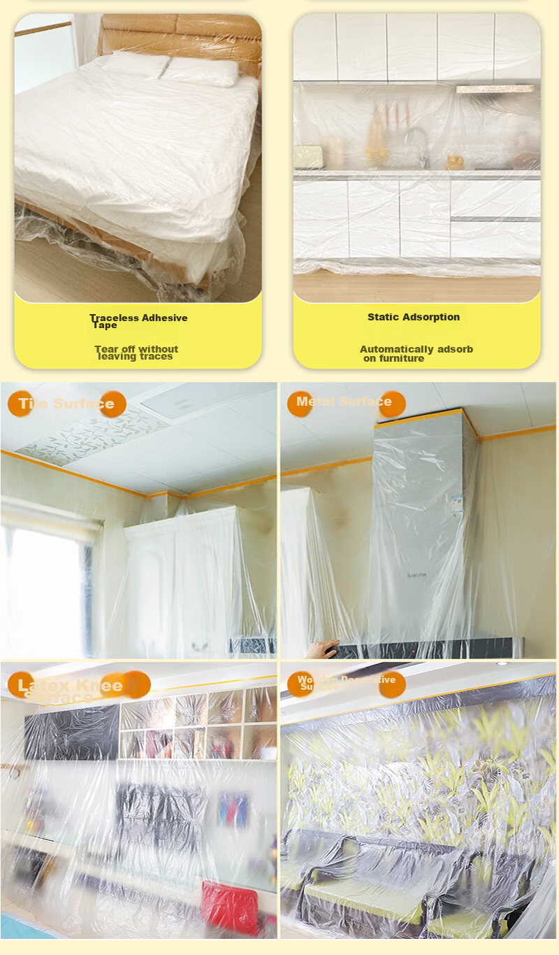 QDZX Moving Cardboard Box Dust Cover, Furniture Renovation Shielding Film, Anti-Dust Sofa Bed Head Cover PE Film, 4m*20 Meters, 1 Roll 12