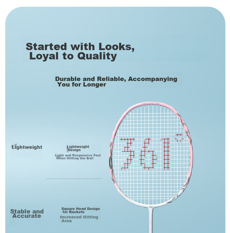 361° Ultra-Light Full Carbon Badminton Racket, Single Racket, High-Power Offensive Type, Pre-Strung Finished Racket 3