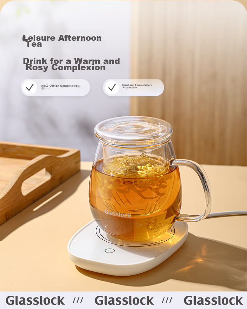 GLASSLOCK Glass Tea Cup, Heat-Resistant Children's Water Bottle, Tea-Water Separation Filter Cup, Home Use, for Men And Women, Tea Infuser Cup, 350ml 5