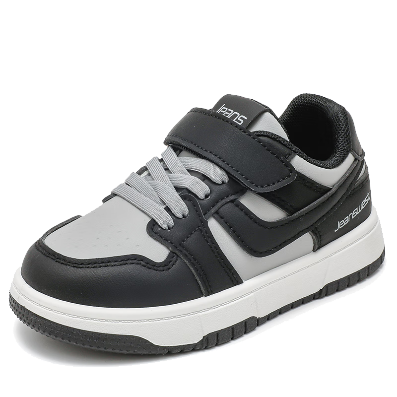 Jeanswest Kids Velcro Boys Casual Lightweight School Sneakers C1A005 Gray/Black Size 34