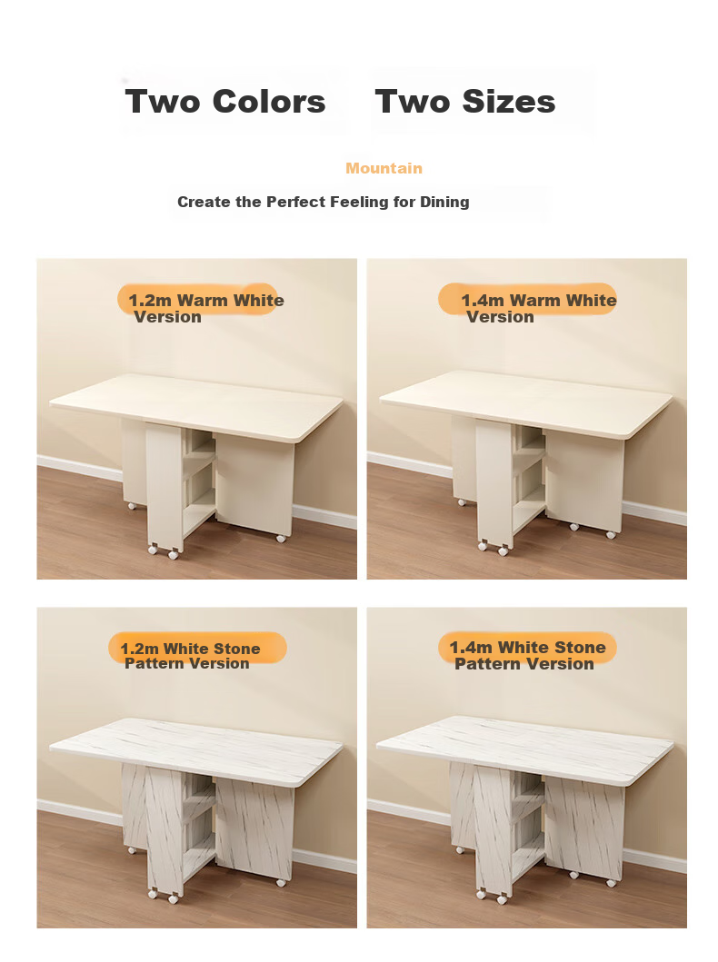 Fanshe Folding Dining Table, Foldable And Extendable, Suitable for Small Apartments, Foldable Dining Table for Home Use, Seats 4-6 People 3