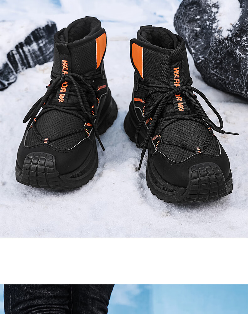 Warrior Official Men's Snow Boots 2026 Spring Cotton Lined Martin Boots Black Size 41 22