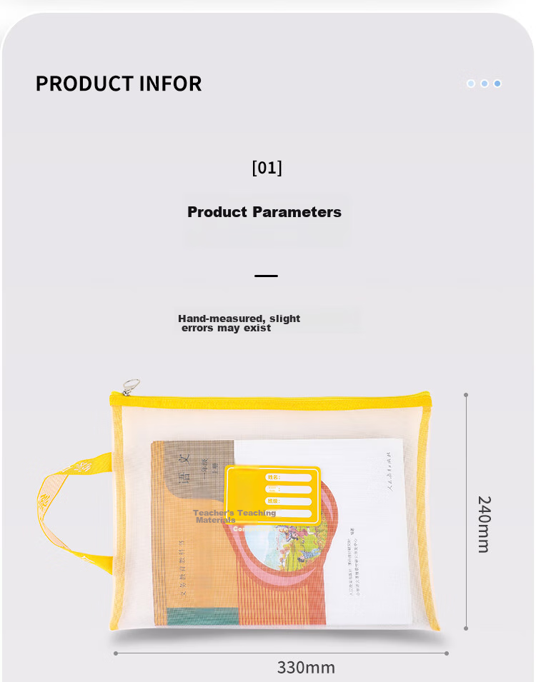 GuangBo Stationery Single-Layer A4 File Folder, Transparent Mesh Subject Classification Pouch, Student Exam Paper Subject Classification Zipper Bag Stationery Folder, Back-To Supplies, Pack of 5 15