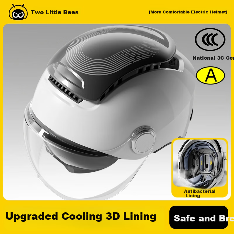 TWOBEE 3C Certified Electric Vehicle Helmet Motorcycle All-Season Universal Half Helmet Sun Protection Anti-Fog Dual Visor 0-G Feel Sky Window Unisex Electric Scooter Helmet TK47