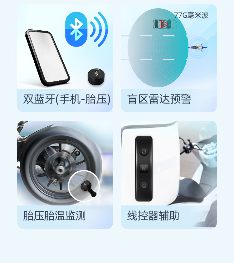 Tupozhe M12S-204 (Main Unit + Dual Cameras + Radar) Motorcycle Dash Cam, Horizontal And Vertical Screen, Tire Pressure Monitoring, Intelligent Radar Car System, Carplay Navigation Device 3