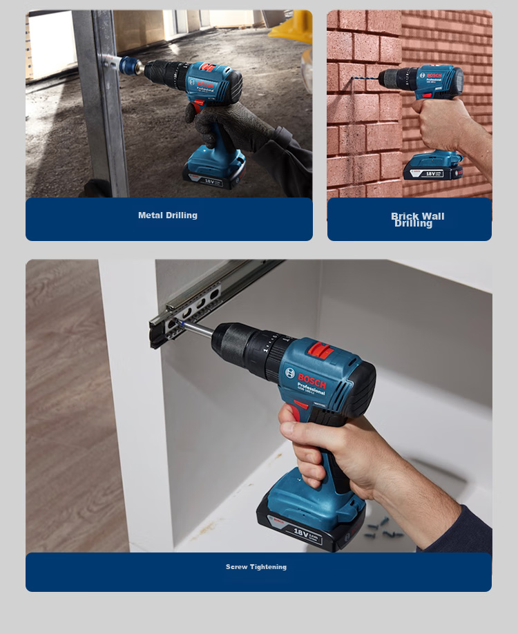 BOSCH Electric Drill, Impact Drill, Power Screwdriver, Wall Drilling, Brushless Lithium Battery GSB185 18V Single Battery Xiaohaxia Set 5