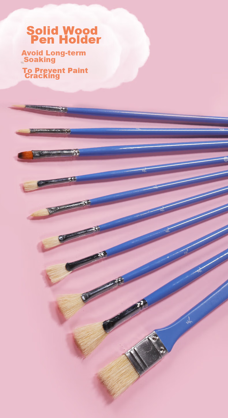 Marie's Acrylic Paint Brush Set, 10-Piece Nylon Brushes, Line Drawing Pens, Fan-Shaped Brushes, Flat Brushes Set, Student Exam Children's Art Drawing Brush Set G1611 Sketching Markers Painting 9