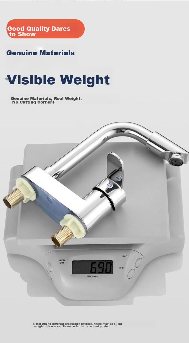 BSITN Double-Hole Basin Faucet, Washbasin Cold And Hot Thickened Brass 720° Rotating Bathroom Faucet B8057 12