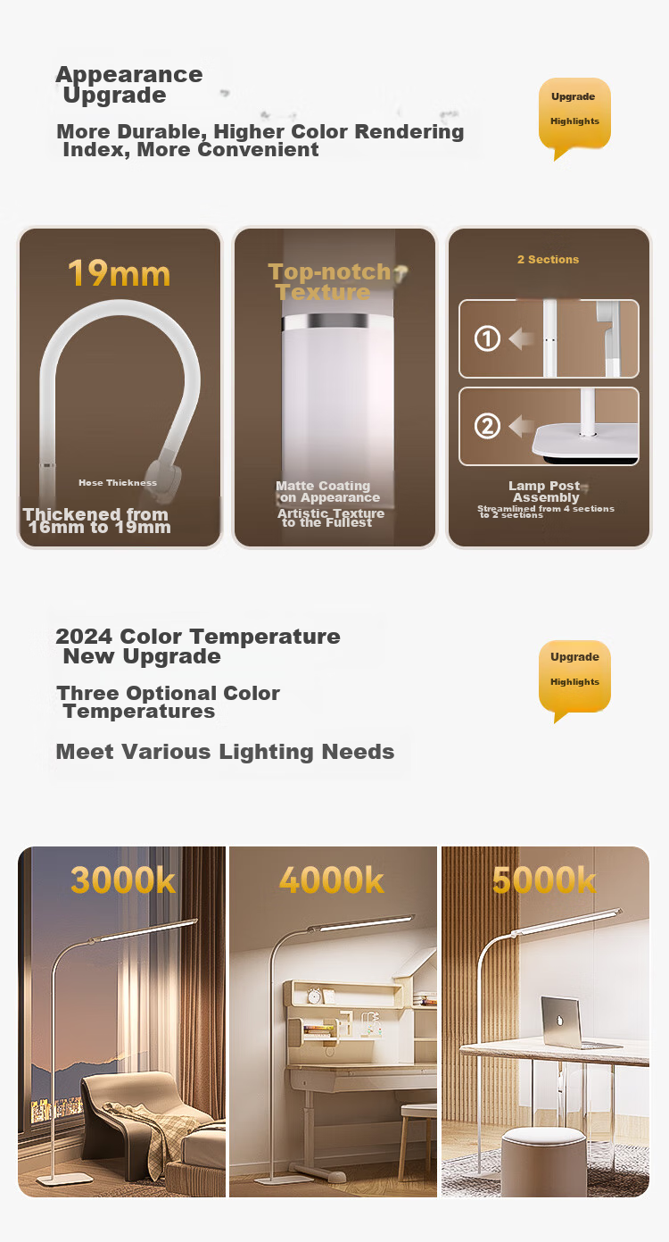 Haishibao Full Spectrum Eye Protection Lamp Living Room Bedside Bedroom Sofa Floor Lamp Children's Reading Study Desk Lamp FH708A-D 3