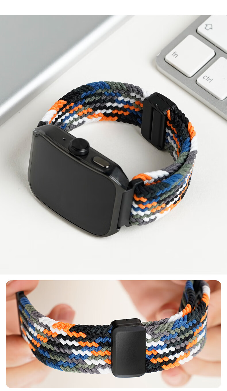 CangHua Compatible with OPPO Watch Straps for WatchX3/watchX2/watchX/watchS/S2/4Pro/Xiaomi Watch 2, Nylon Braided Magnetic Strap for Men And Women, Black 12